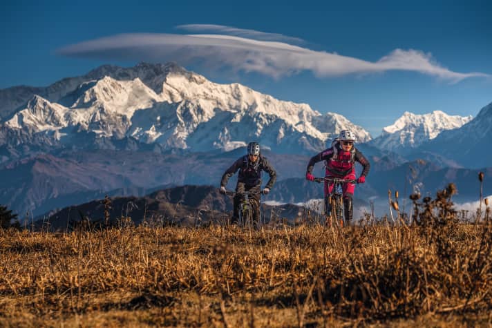 The skyline of Makalu, Lhotse and Everest.
