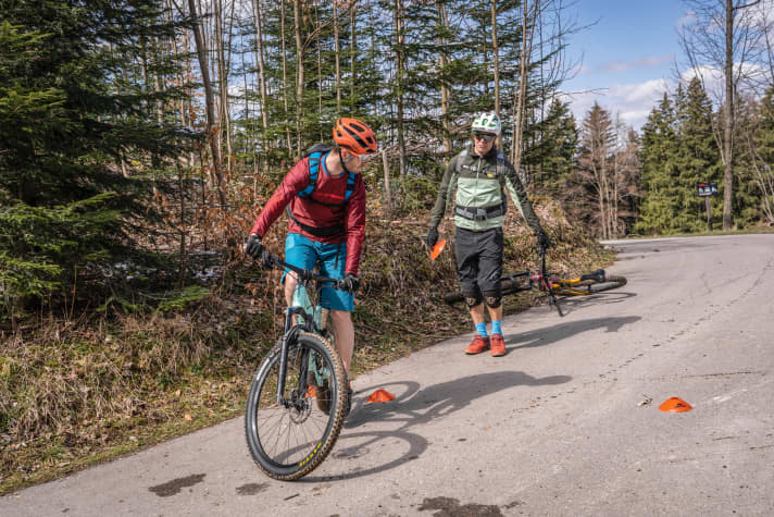 Bild 1: wenig Druck auf dem Lenker