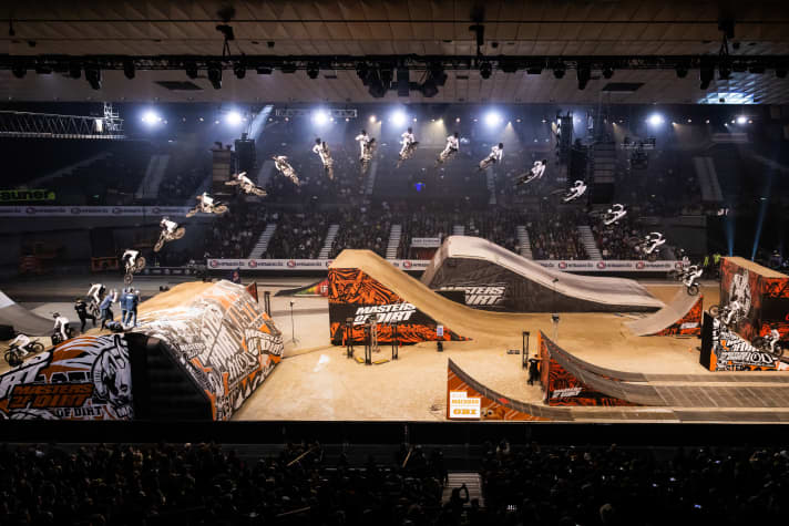 The freestyle motocross riders fascinate the audience with lots of airtime.