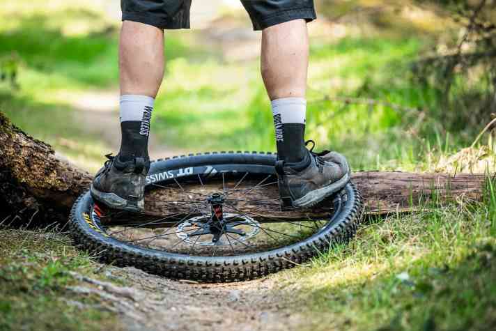 Fat knuckle in the wheel: With aluminium rims, you can bend the rim back into shape with your own weight.