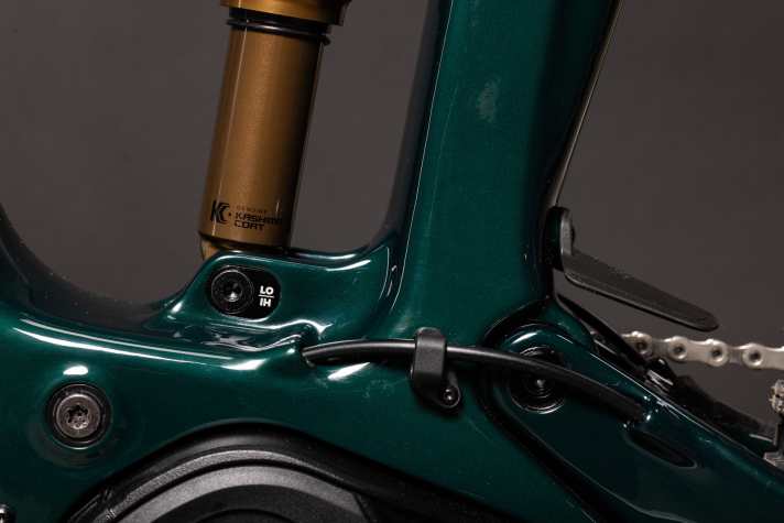 Hier kann die Progression des Hinterbaus eingestellt werden. Die Geometrie bleibt unberührt.