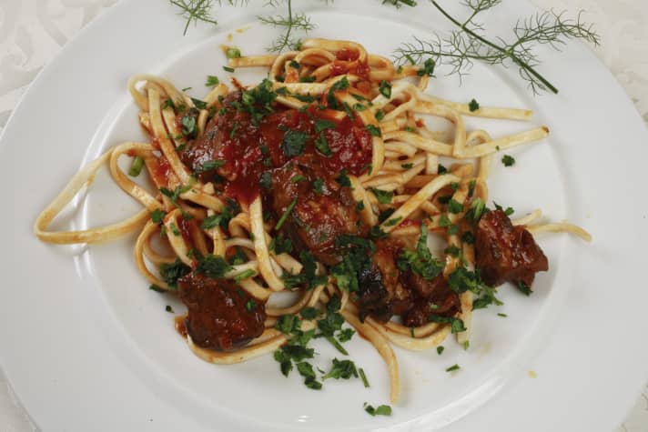Rintrocilo with meat sauce is a typical pasta dish on the Trabocchi coast.