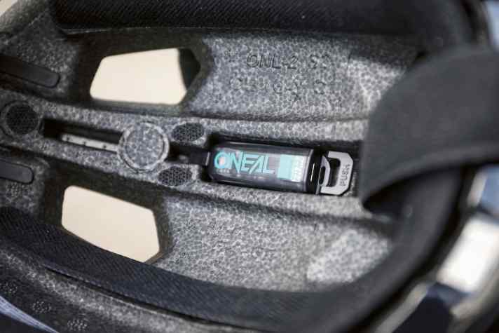 The Quin sensor is neatly integrated into the helmet shell