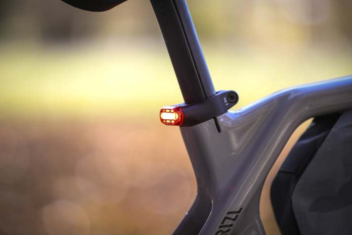 The Lupine rear light on the Canyon gravel bike should be visible from the side with 240 degree visibility.