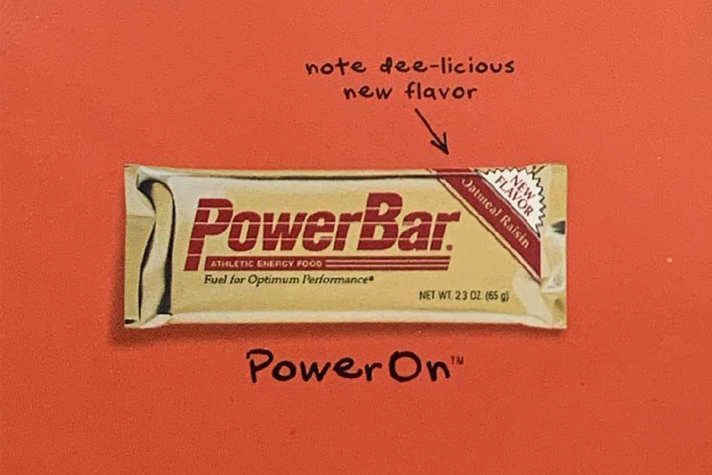 Werbung für Powerbar: Bei Kälte so zäh wie Fensterkitt.