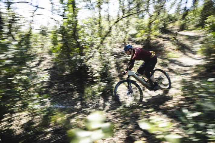 Speed rush? Yes! Flow trail? No! The bike performs surprisingly well on moderate trails. But there are more suitable candidates for this purpose.