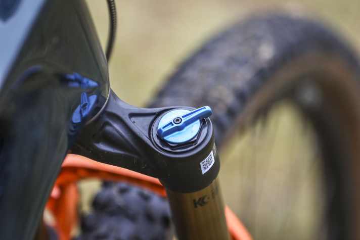 Über den Druckstufenhebel der Fox Grip SL Kartusche lässt sich das Bike im Wiegetritt sperren. Einen Lenker-Remote hat Salsa für die 130er-Gabel nicht vorgesehen.