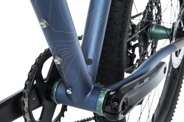 The titanium frame of the Moots Scrambler has plenty of mounting points for long bikepacking tours.