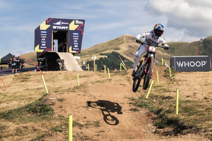 Valentina Höll during the UCI DH World Cup in Loudenvielle