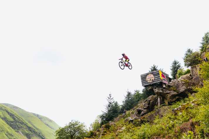 Any questions? Tahnee Seagrave jumps the high gap at the Hardline.