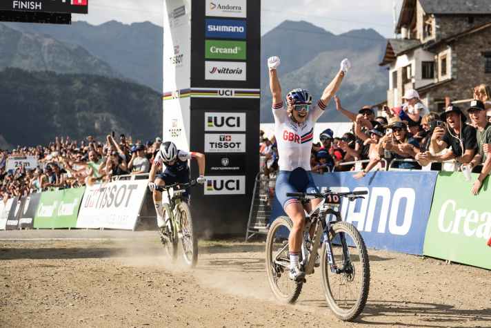 Evie Richards during the UCI XCC World Cup in La Massana, Andorra in August.