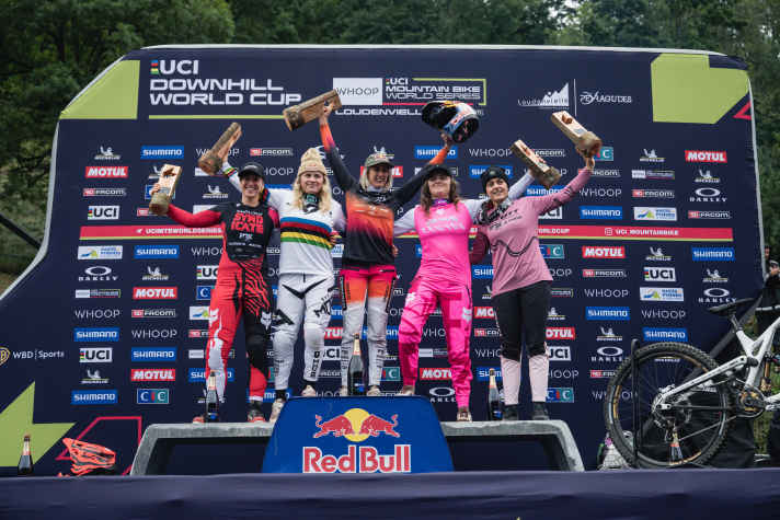 At the top of the women's elite class: Myriam Nicole. World Cup 2024 in Loudenvielle.