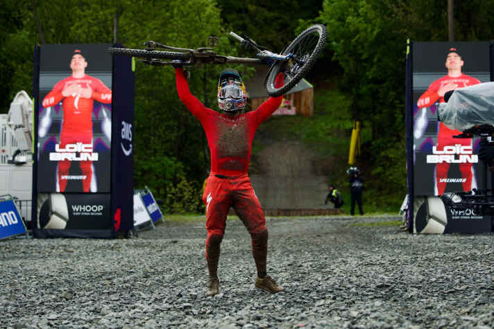 Loic Bruni in Bielsko-Biala, Poland: Victory at the first DH World Cup.