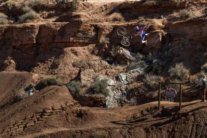 Looks wild, but doesn't end in a crash: Jaxson Riddle with a stylish motocross move.