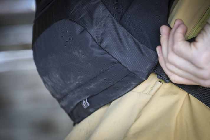 The frame of the back system can put pressure on the hip area.