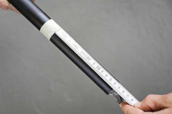 You will need the insertion length of the support later to shorten the outer shell to the right length