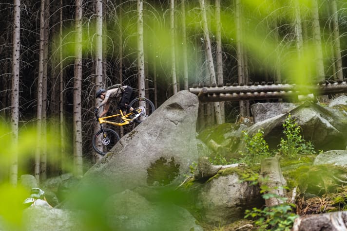 Extremely creative lines lead through the forest near Cerná Voda.