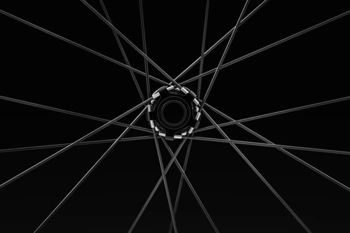 The basic component for the record weight: the carbon spokes with titanium nipples.