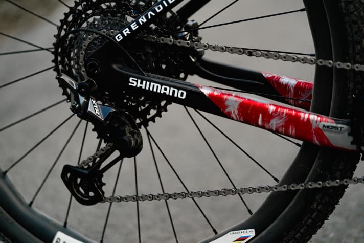 Auch an den Kettenstreben setzt Pinarello auf ein belastungsspezifisches Carbon-Layup.