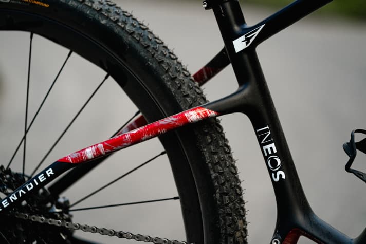 Pinarello expects the asymmetrical seat stays to provide optimum stiffness and traction for fast cross-country races.
