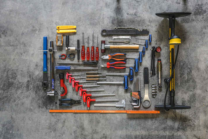 Most maintenance work on the bike can be carried out with these tools