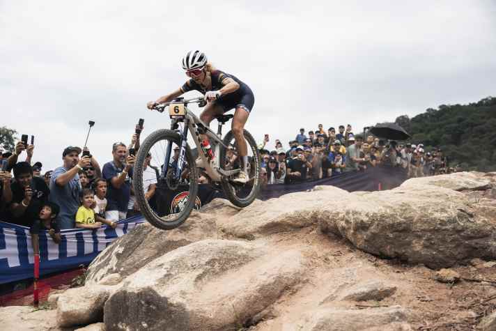 Jolanda Neff at the start of the cross-county season in Mairipora, Brazil in April