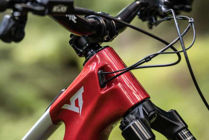 The cables and lines run into the frame in the classic way. Wrenchers will appreciate the fact that there is no cable routing through the headset.