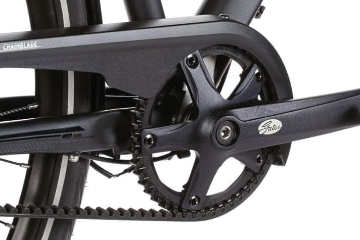 Das Kettenblatt des Günstig-Gates besteht aus haltbarem Kunststoff-Komposit.