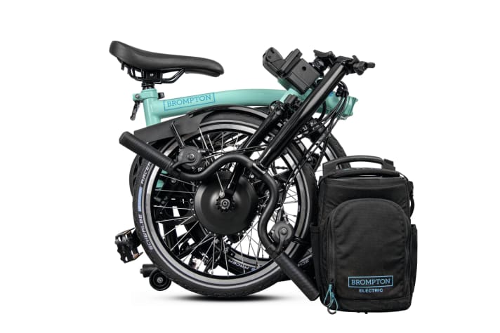Compact folding package with rechargeable shoulder bag