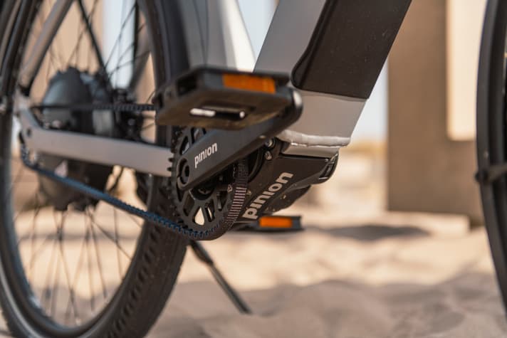 Bewährt: Antriebsstrang mit Pinion-Getriebe, Gates-Riemen und Neodrives-Motor.