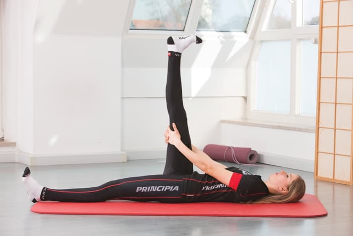 Stretching exercise for the back of the thigh