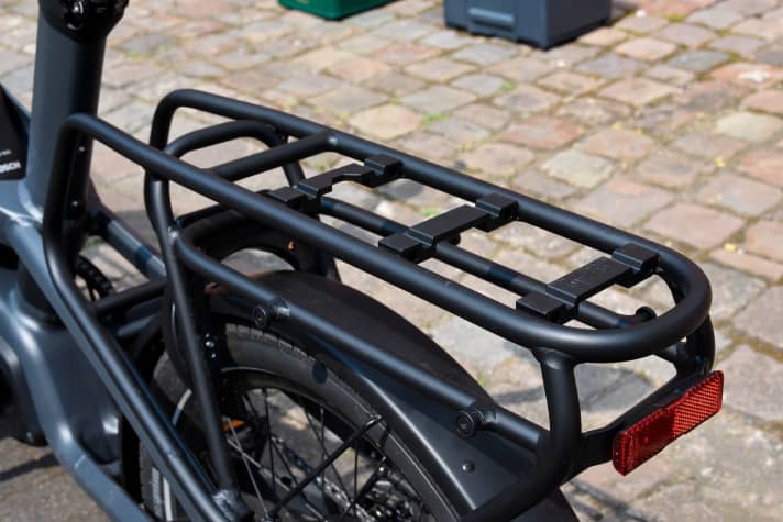 The front and rear carriers on the Ca Go CS are fitted with adapters that can accommodate a wide range of accessories.