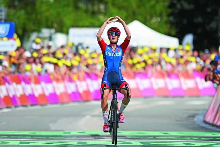 Celebration day: Young Cédrine Kerbaol achieved the first French stage win for her German team in the Tour de France Femmes.