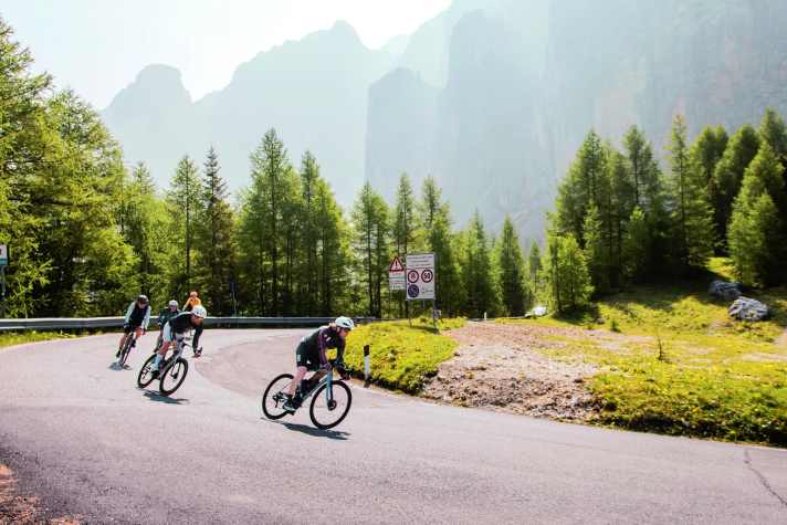 Downhill: Exhilarating, but very cool descent from the Gardena Pass.