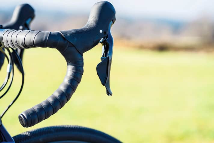 Awkward - The bulky Tiagra levers and wide handlebars look a little oversized