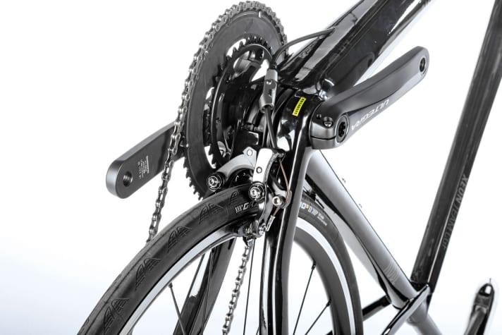   Rose: Direct mount brake under the bottom bracket. The brake pads can touch the rim when pedalling hard.