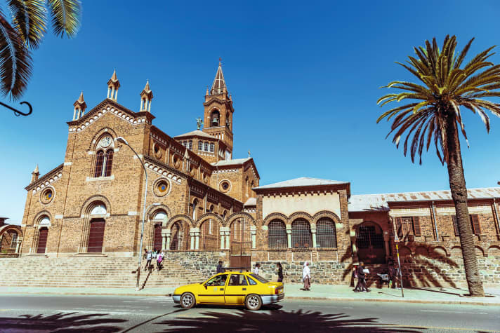 A reminder of the colonial era: the Santa Maria del Rosario church in Asmara is characterised by the Italian architectural style