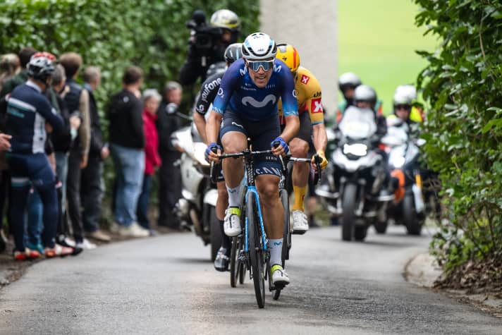 Oier Lazkano finished second at Dwars door Vlaanderen in 2023 after a long breakaway attempt.