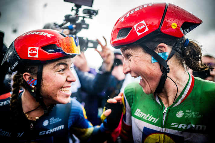 Elisa Longo Borghini (rechts) gewann die Flandern-Rundfahrt. Shirin van Anrooij (links) trug maßgeblich dazu bei. Sorgt das Lidl-Trek-Tandem auch bei Lüttich-Bastogne-Lüttich für Furore?
