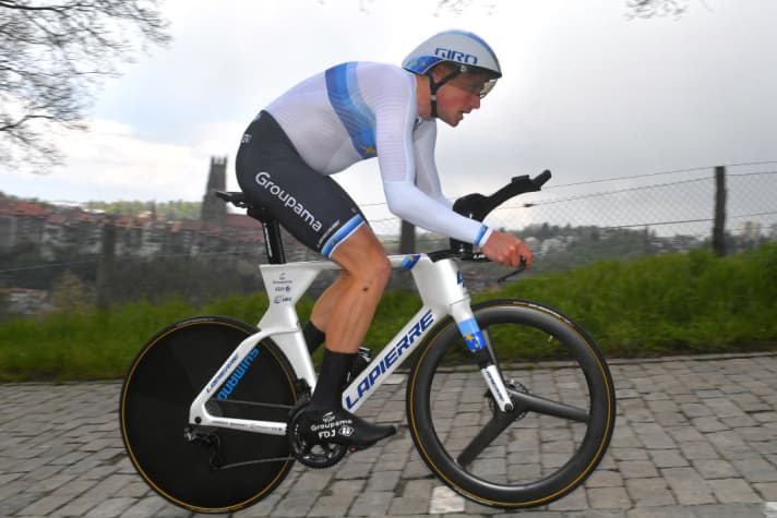 Last year's European Championship title catapulted Küng into the ranks of the world's best time trialists. Here he is on the prologue of the Tour de Romandie.