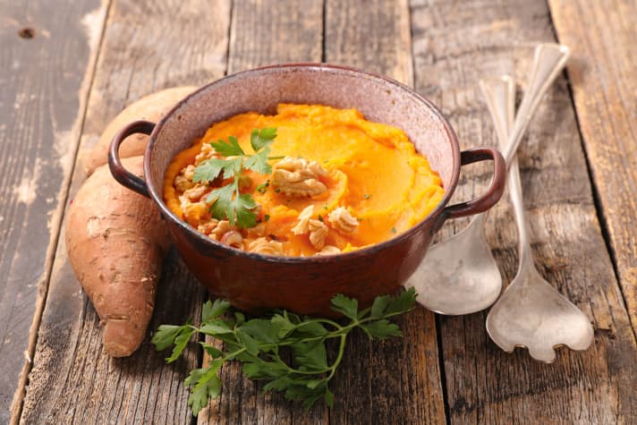 Recettes végétariennes-Purée de pommes de terre à la crème-avec-omelette