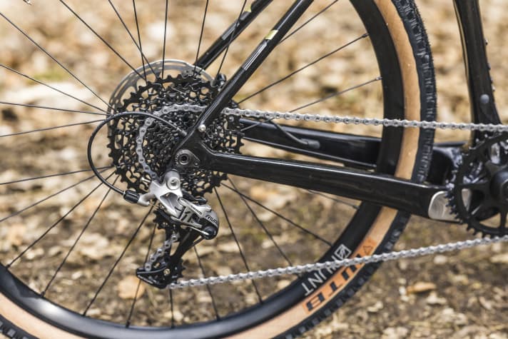 Outre les dérailleurs 1x12, SRAM propose également des transmissions mécaniques à onze vitesses comme la Rival. La largeur de bande de la cassette est de 10 à 42 dents.