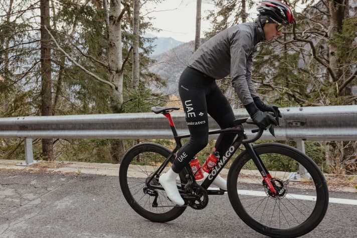 Tadej Pogacar on his new bike 