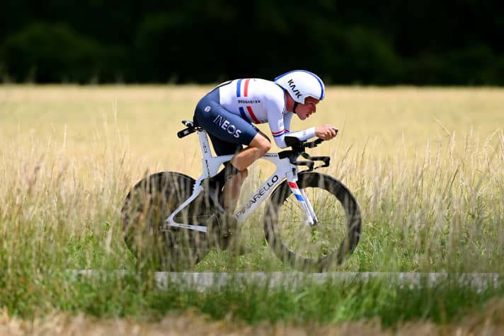 Ethan Hayter lors du contre-la-montre du Critérium du Dauphiné 2022