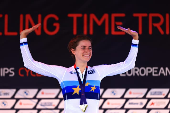 Marlen Reusser holte sich beim Einzelzeitfahren der European Championships in Fürstenfeldbruck die Goldmedaille