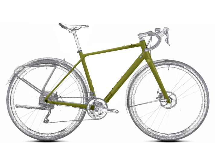 The Radon Regard 8.0 FE is equipped with a hub dynamo, lights, pannier rack and mudguards.