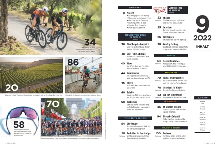 TOUR Magazin 9-2022 Inhalt