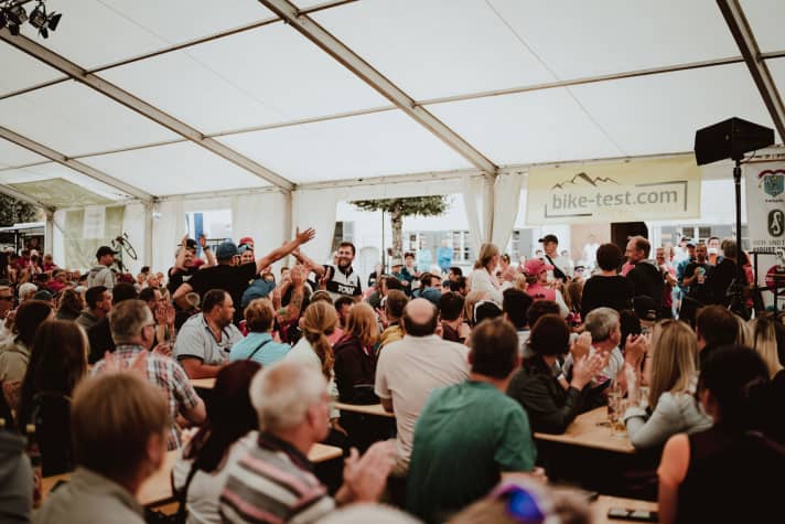 The fastest 24-hour riders and teams are celebrated like gladiators in the packed beer tent on the town square.