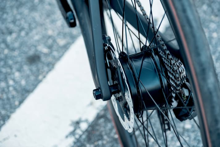   La puissance du moyeu de la roue arrière : le moteur moyeu de Mahle fournit 250 watts maximum 