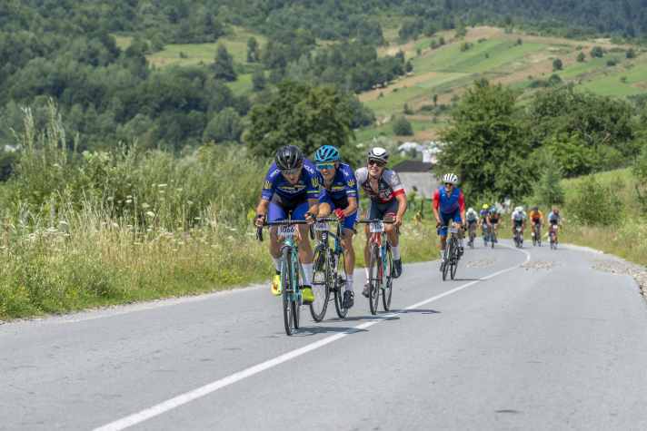 The top of the men's race on the final climb